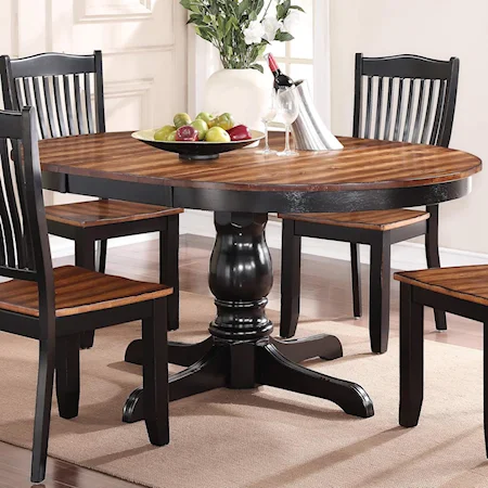 66" Round Single Pedestal Table with Leaf